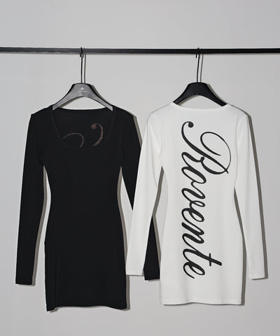 レタリングバックロゴスクエアタイトミニワンピース ／ lettering back logo square tight mini onepiece