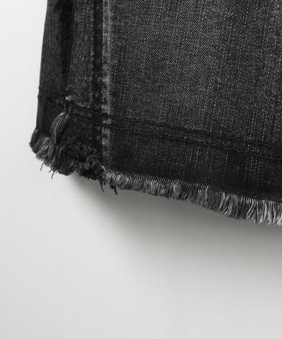 【 ２color ／ ４size 】ヴィンテージライクフリンジストレッチフレアデニム ／ Vintage-like fringe stretch flare denim