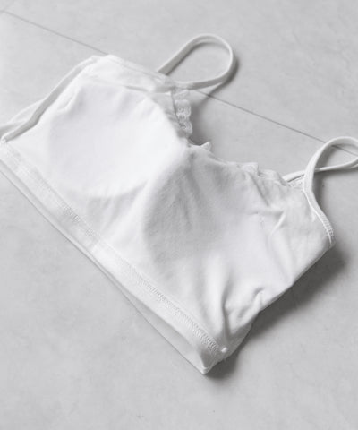 【 ２点セット 】レイヤードレースキャミソール ＋ スクエアネックフロントボタンTシャツ SET
