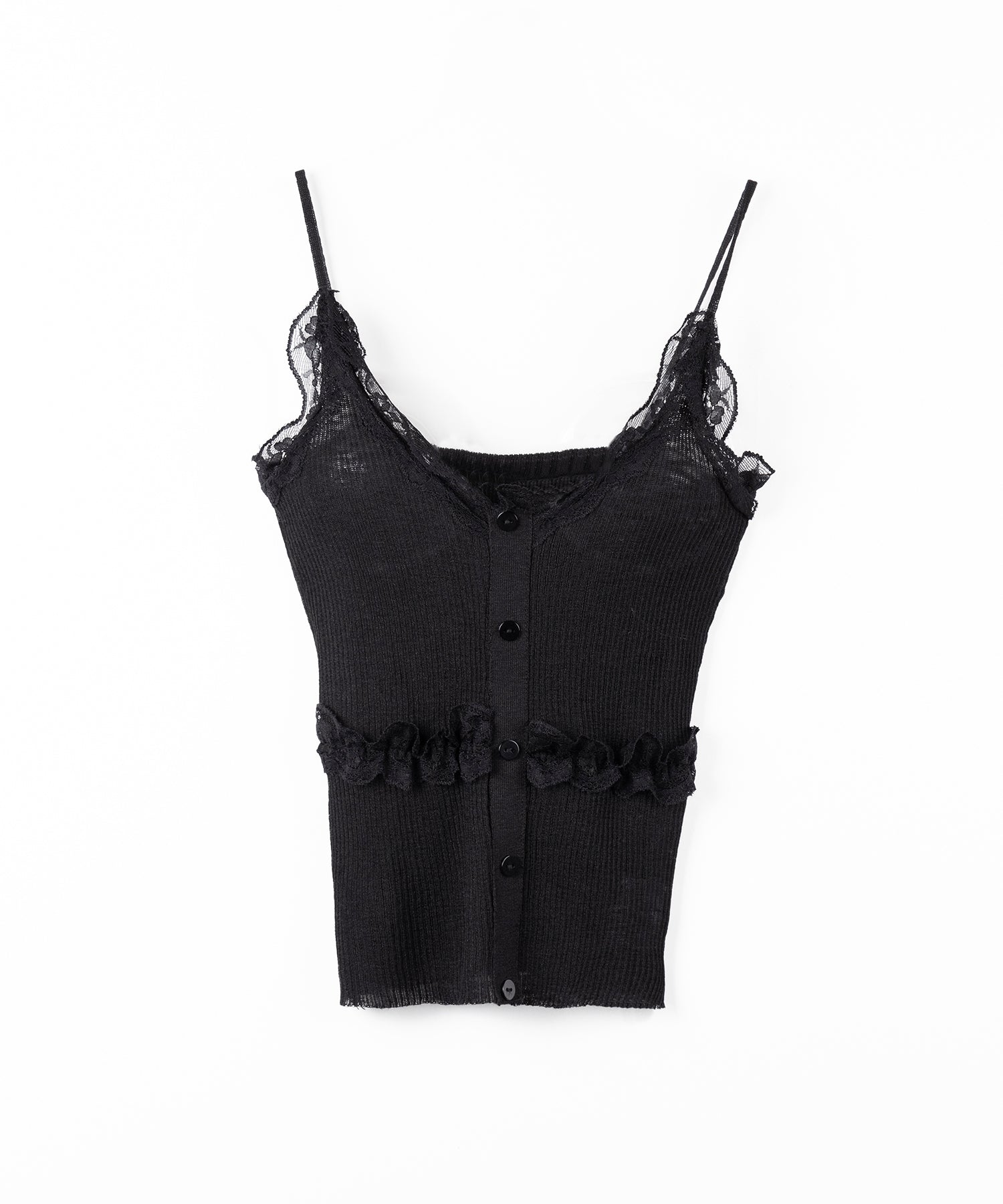 【 2点セット 】フロントレースシアーニットキャミソール ＋カーディガン SET / front lace sheer knit camisole + cardigan set