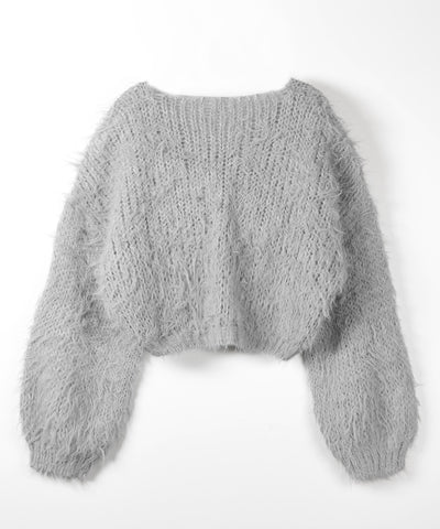 【 選べる６色展開 】フラッフィーシャギールーズショートニット ／ fluffy shaggy loose short knit