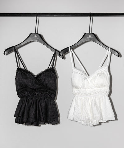 レースフリルペプラムキャミソール ／ lace frill peplum camisole