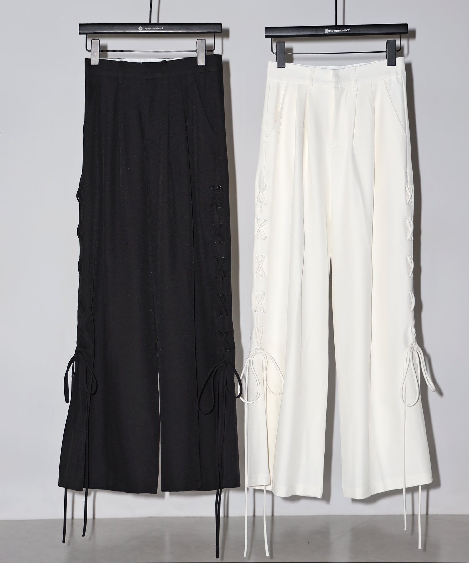 レースアップダブルタックワイドスラックス ／ laceup double tack wide slacks