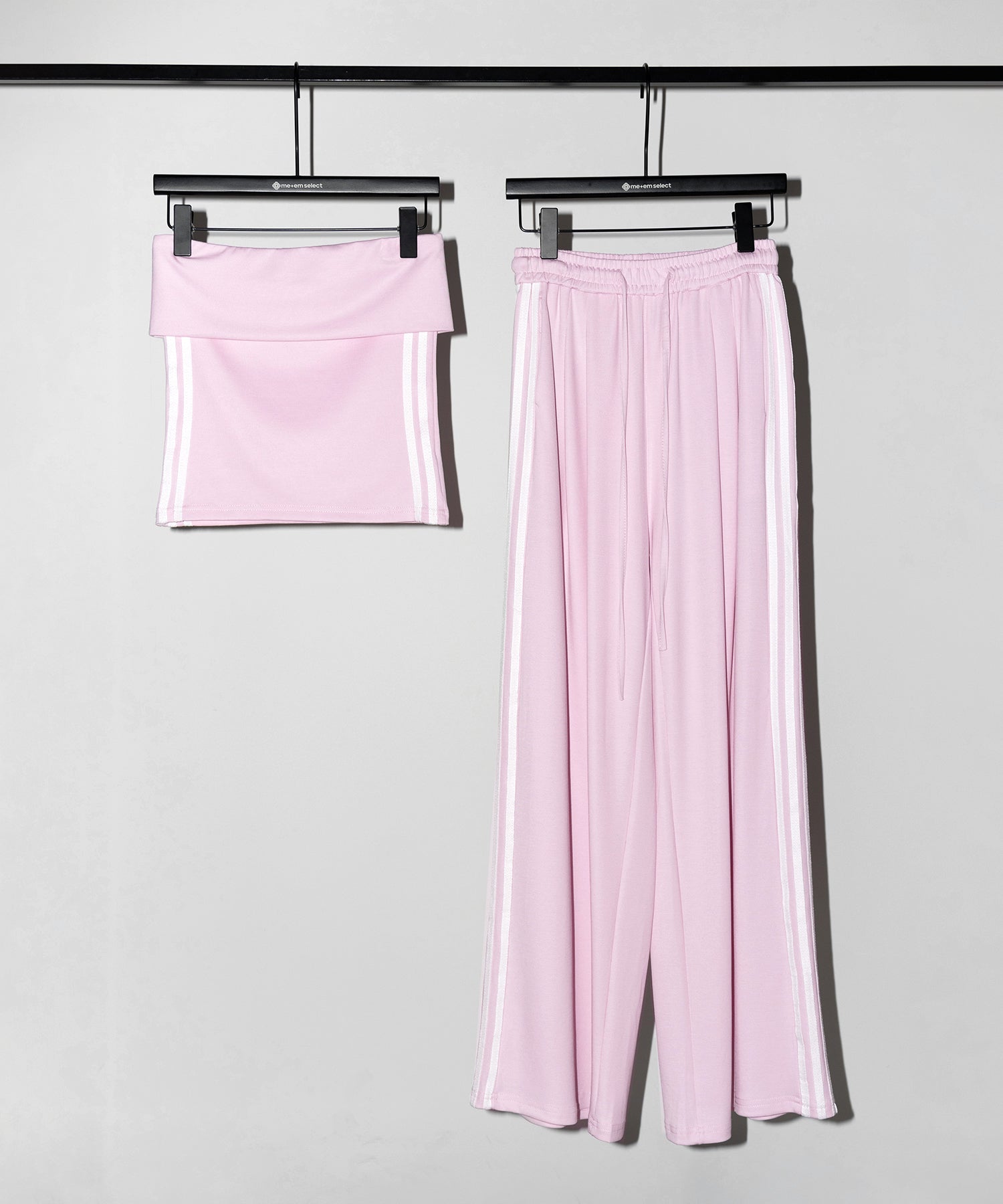 【 セットアップ 】サイドラインベアトップ＋タックワイドカットソーパンツ SETUP ／ ( SETUP ) sideline bare top + tack wide cutsew pants