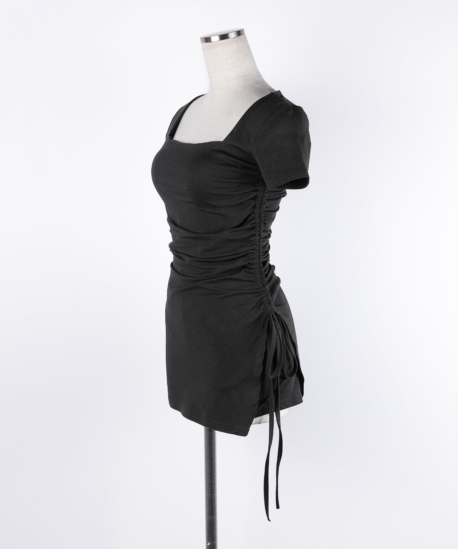 【 ２点セット 】スクエアネックサイドシャーリングミニワンピース＆インナーショートパンツ ワンホンセットアップ ／ square neck side shirring mini onepiece & inner short pants wanghong SETUP
