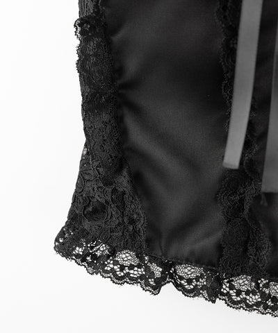 フロントリボンレースフリルコルセットベアトップ ／ front ribbon lace frill corset bare top