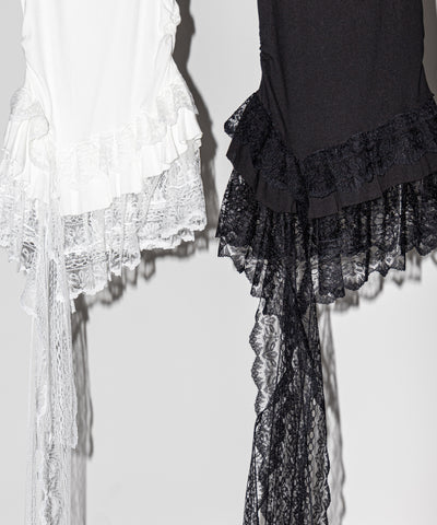 レースフリルアシンメトリータンクトップ ／lace frill asymmetry tank top