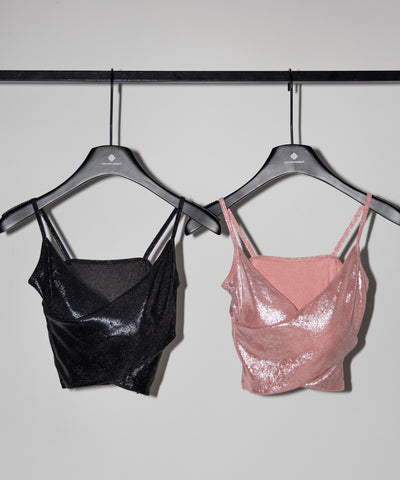 メタリックドレープクロスキャミソール ／ metallic drape cross camisole