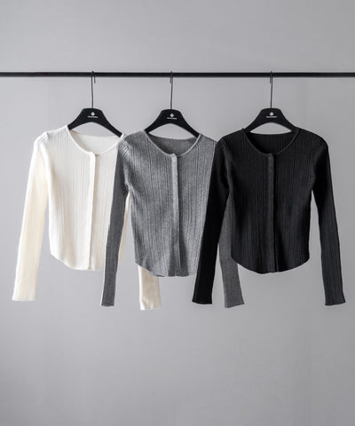 【 ３color 】スナップボタンリブニットスリムカーディガン ／ snap button rib knit slim cardigan