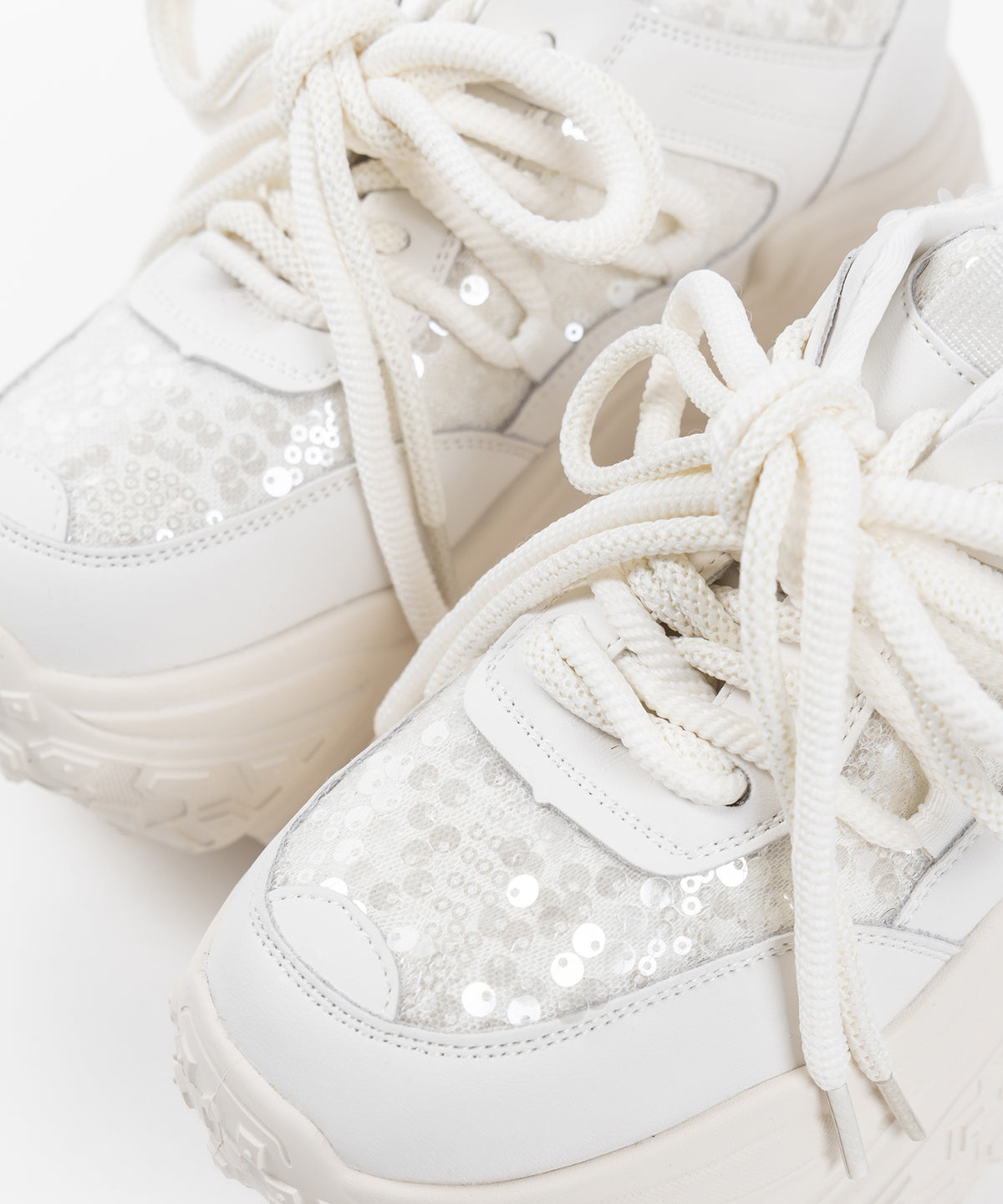 【 +10.5cm盛れ 】スパンコールレースアップ厚底スニーカー ／ +10.5cm spangle lace-up platform sneakers