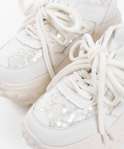 【 +10.5cm盛れ 】スパンコールレースアップ厚底スニーカー ／ +10.5cm spangle lace-up platform sneakers