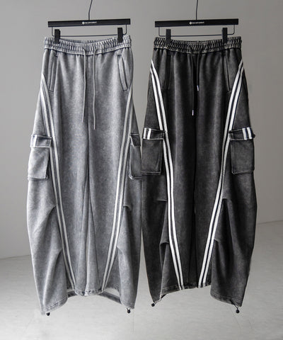 【 ２color ／裾絞り可能２WAY 】ピグメントヴィンテージサイドラインタックワイドスウェットパンツ ／ pigment vintage sideline tuck wide sweatpants