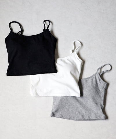 【 カップ付き 】スクエアネックストラップショートキャミソール ／ square neck strap short camisole