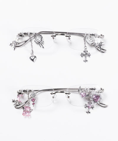 カスタムチャームリムレスメガネ ／custom charm rimless glasses