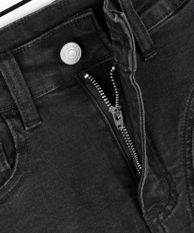 カーゴポケットレイヤードデニムミニスカパン ／ cargo pocket layered denim mini skirt pants