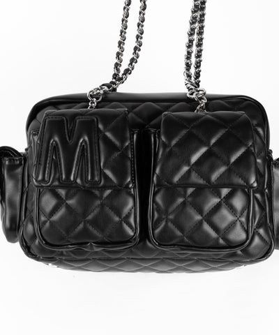【 ２WAY 】Ｍロゴフェイクレザーキルティングチェーンショルダーバッグ ／ M logo fake leather quilting chain shoulder bag