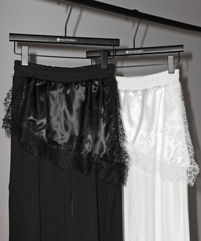 レースドッキングレイヤードスウェットワイドパンツ ／ lace docking layered sweat wide pants