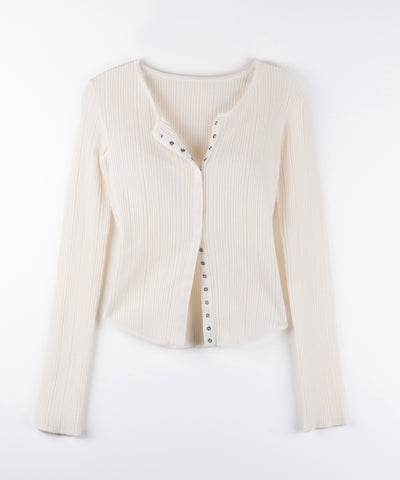 【 ３color 】スナップボタンリブニットスリムカーディガン ／ snap button rib knit slim cardigan