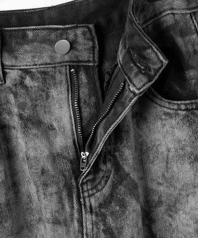 【 ３SIZE 】クラッシュブリーチセンタースリットカーゴデニムスカート ／ crash bleach center slit cargo denim skirt