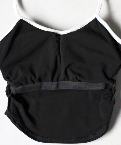 【２点セット 】２WAY クロスストラップショートカーディガン＋ ホルターリボンバイカラーキャミSET ／ 2WAY cross strap short cardigan + halter ribbon bicolor camisole SET
