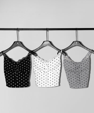 ドットレースフロントリボンキャミソール ／ Dot lace front ribbon camisole