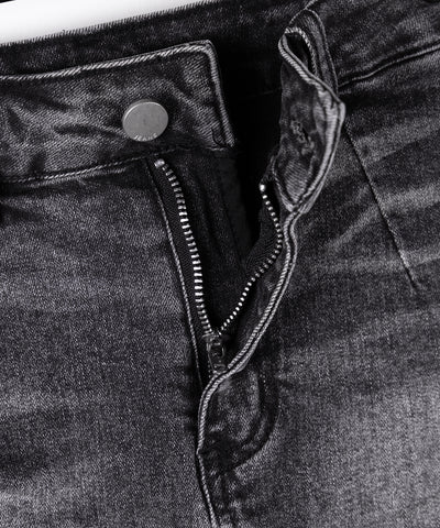 【 インパン裏地付 】カットアウトベルトストラップデニムミニスカパン ／ cutout belt strap denim mini skirt pants