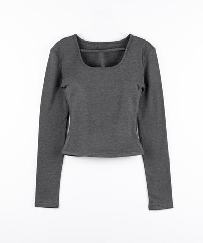 【 裏起毛 】カットアウトストラップスリムカットソートップス ／ cutout strap slim cutsew tops