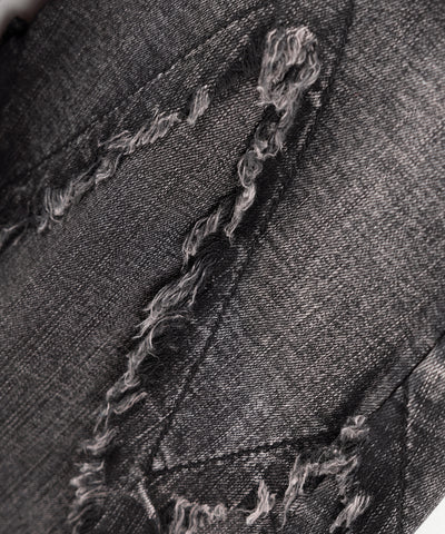 【 ２color ／ ４size 】クロスデザインヴィンテージライクフリンジストレッチフレアデニム ／ cross design vintage-like fringe stretch flare denim