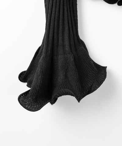 シアーフリル長袖リブニットカーディガン ／ sheer frill long-sleeve ribbed knit cardigan