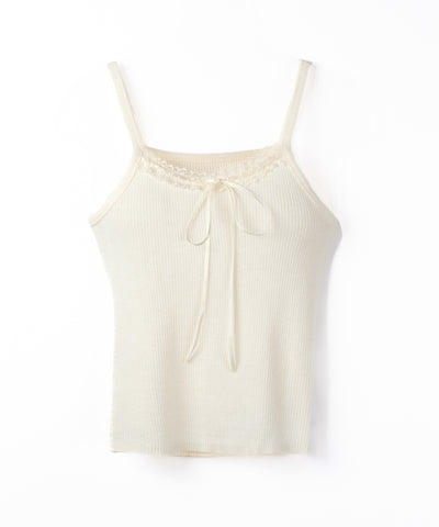 【 ２点セット 】リボンリブニットキャミソール ＋ カーディガンセット / ribbon rib knit camisole + cardigan set