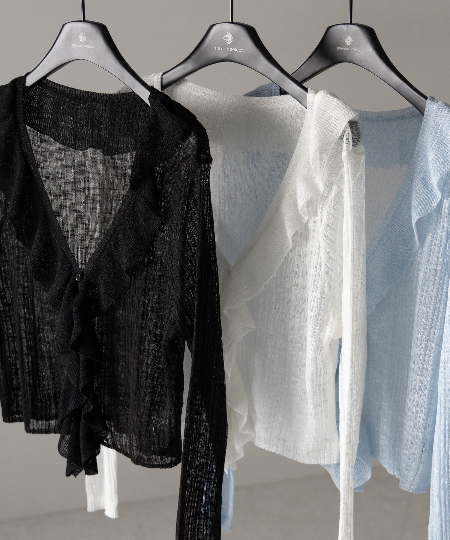 フリルシアールーズニットカーディガン ／ frill sheer loose knit cardigan