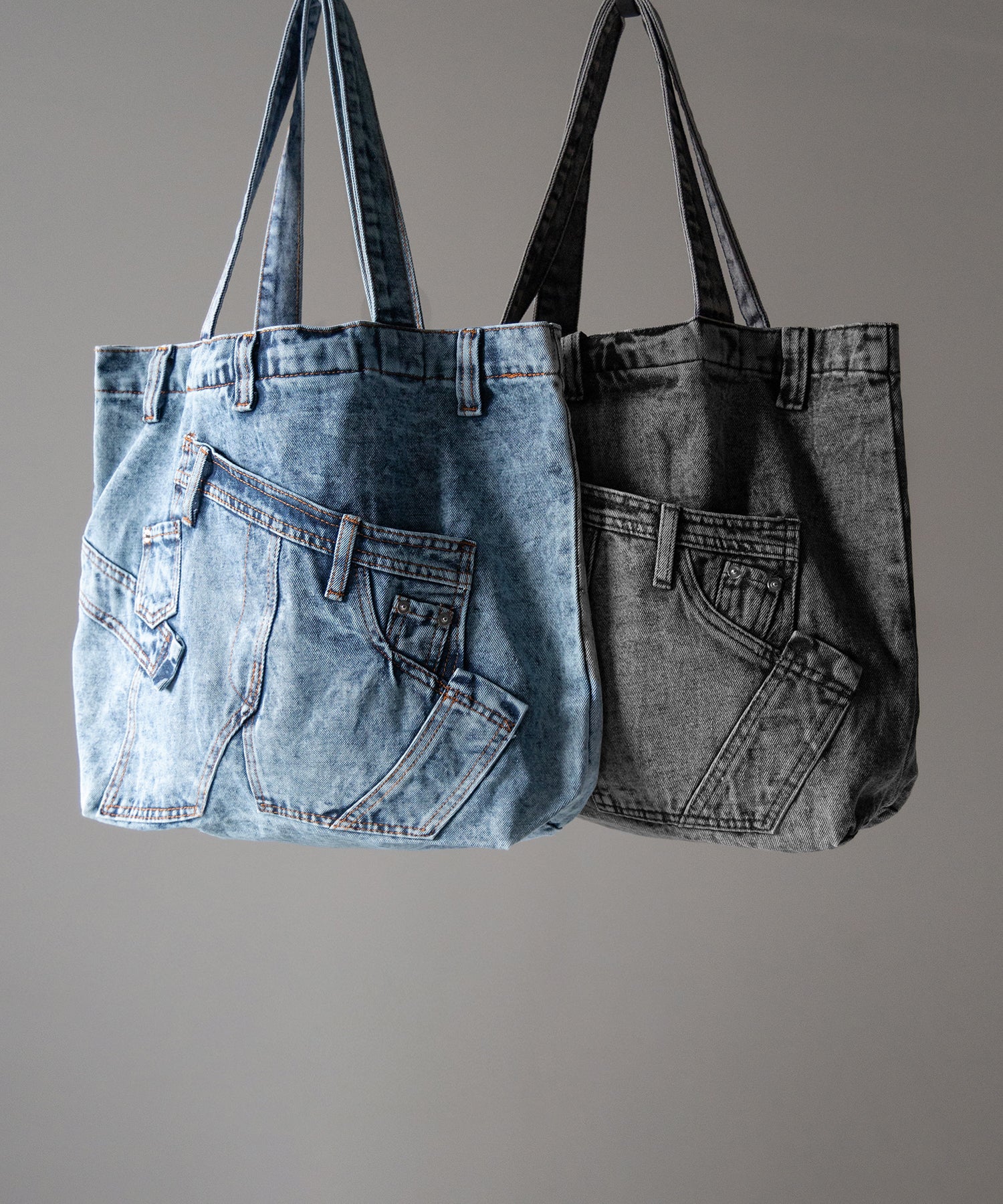 【 ２color 】ヴィンテージドッキングウォッシュデニムバッグ ／ vintage docking washed denim bag