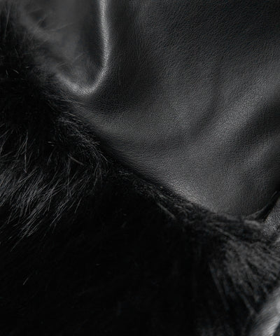 【 ２WAY 】ジップアップレザードッキングフェイクファーコート ／ zip up leather docking fake fur coat