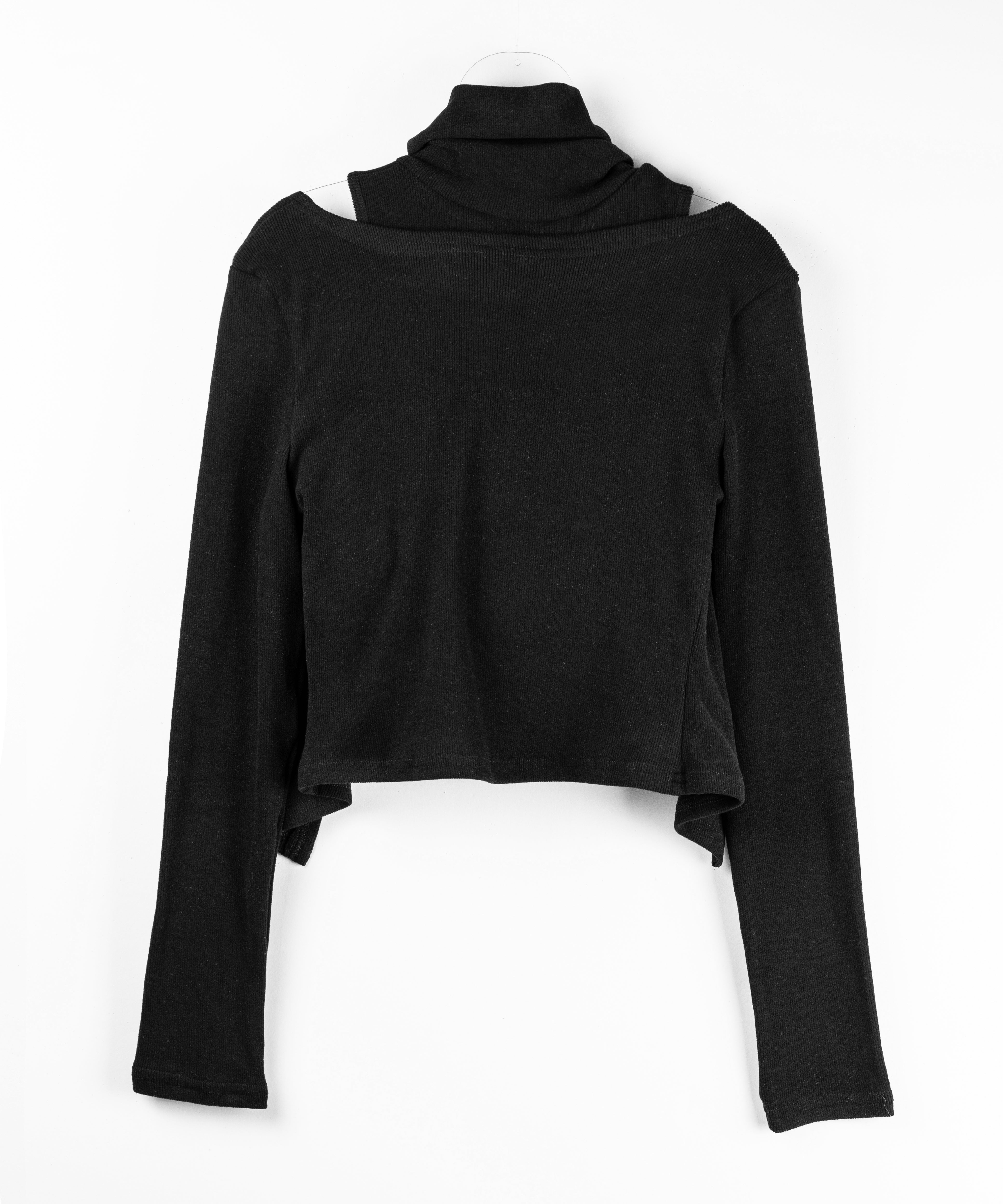 【 裏微起毛 ／ 2点セット 】ハイネックノースリーブトップス ＋ ショートカーディガン SET ／ high neck nosleeve tops + short cardigan SET