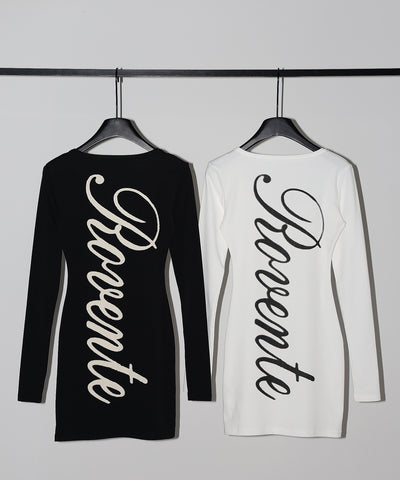 レタリングバックロゴスクエアタイトミニワンピース ／ lettering back logo square tight mini onepiece