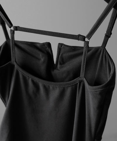 【 パッド付き 】バックストラップサイドシャーリングスリットロングキャミワンピース ／ back strap side shirring slit long cami onepiece