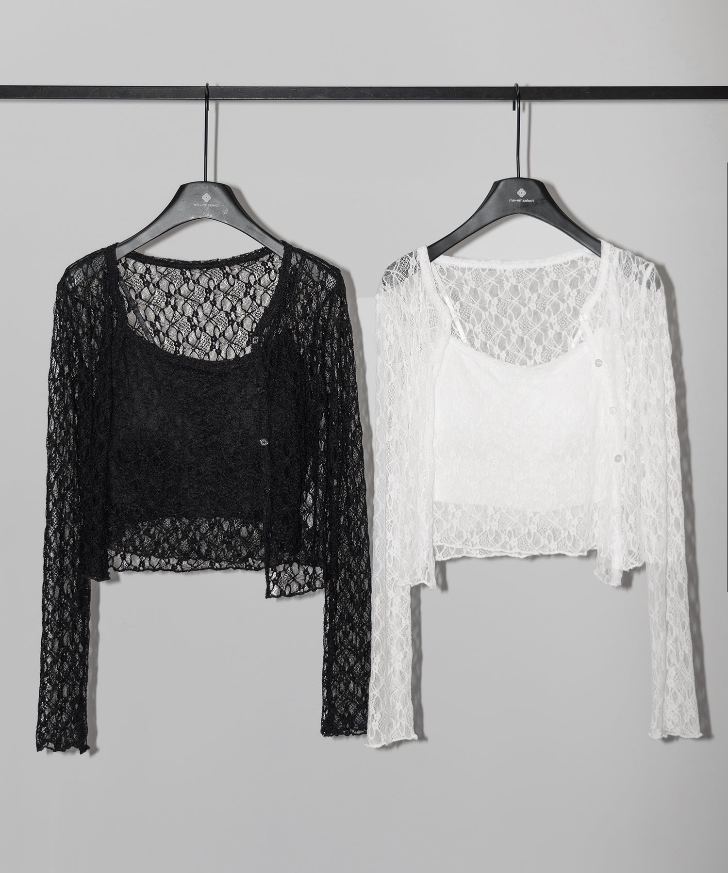 ストレッチレースメローキャミソール ＋ カーディガンセット ／stretch lace mellow camisole + cardigan set