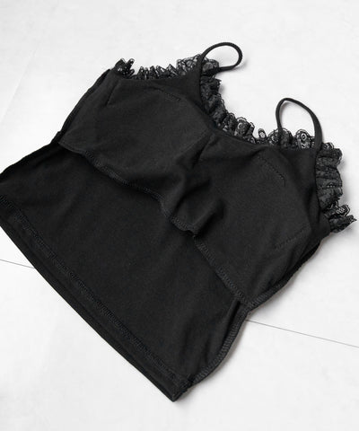 【 ２点セット 】レースアップリボンショートトップス ＋ レースキャミ SET ／ lace up ribbon short tops + lace cami SET