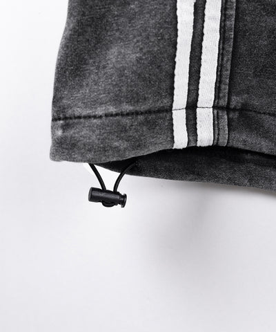 【 裾絞り可能２WAY 】サイドラインピグメントワイドカーゴスウェットパンツ ／ sideline pigment wide cargo sweatpants