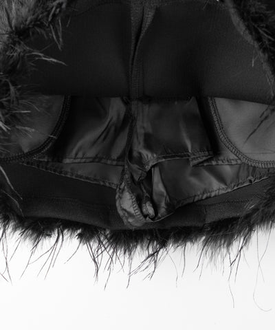 【 インナーパンツ裏地付 】ファードッキングウールライクレディミニスカート ／ fur docking woollike lady mini skirt