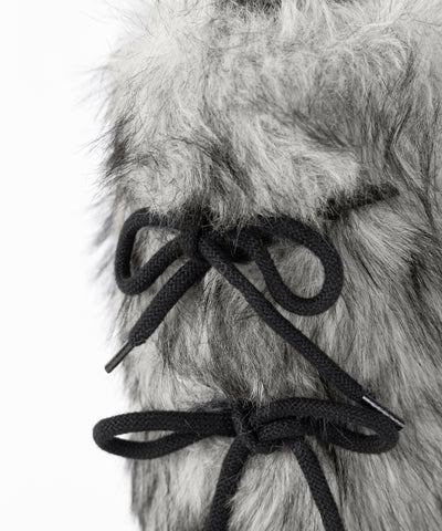 ボリュームフェイクファーレースアップロングブーツ ／ volume fake fur laceup long boots