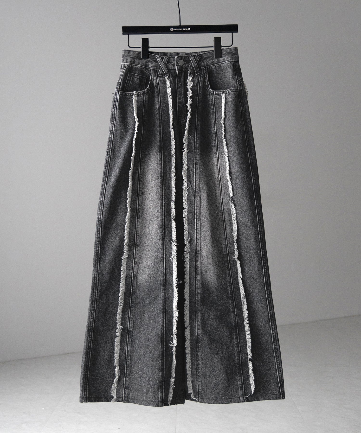 【 ４size 】フリンジラインハイウエストワイドバギーデニムパンツ ／ fringe line high waist wide buggy denim pants