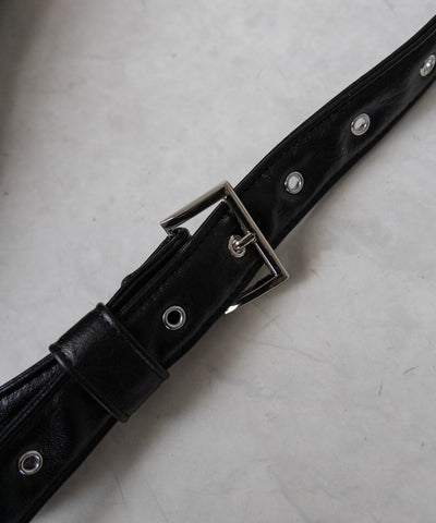 【 ２WAY ／ A4収納可 】ハトメデザインベルテッドワンハンドルショルダーバッグ ／ Eyelet design belted onehandle shoulder bag
