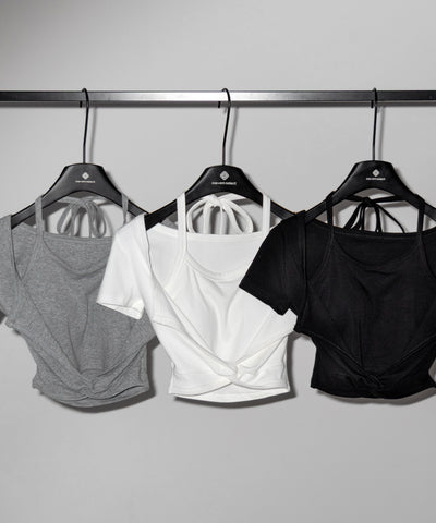 ホルターネックレイヤードショートぴちＴシャツ ／ halter neck layered short pichi T-shirts