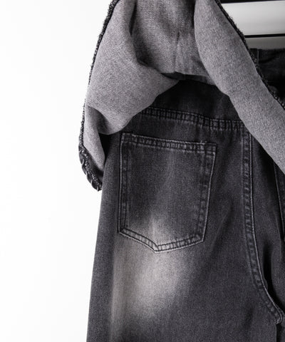 【 ２color ／ ４size 】フリルドッキングレイヤードヴィンテージワイドデニム ／ frll docking layered vintage wide denim