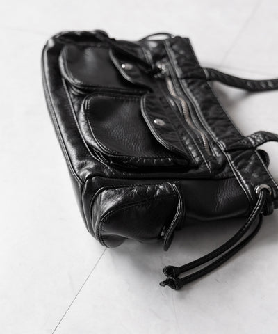 【 ３color 】アウトポケットジップアップエンボスヴィンテージハンドバッグ ／ out pocket zipup embossed vintage handbag