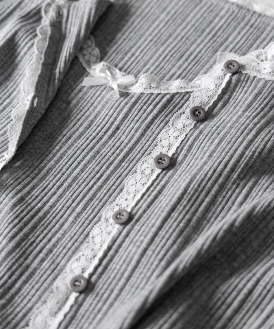 【 ２点セット 】フロントリボンレース切替リブキャミソール ＋ カーディガンセット ／front ribbon lace lib camisole + cardigan SET