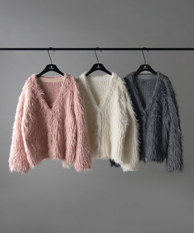 【 ３color 】モンスターシャギーボリュームニットカーディガン ／ monster shaggy volume knit cardigan