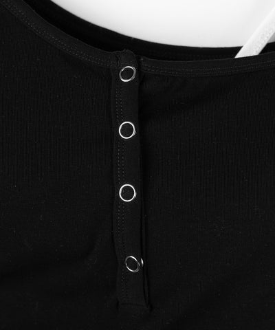 【 ２点セット 】ヘンリーネックサイドリボン半袖ぴちＴシャツ ／ Henley neck side ribbon short-sleeve pichi T-shirt