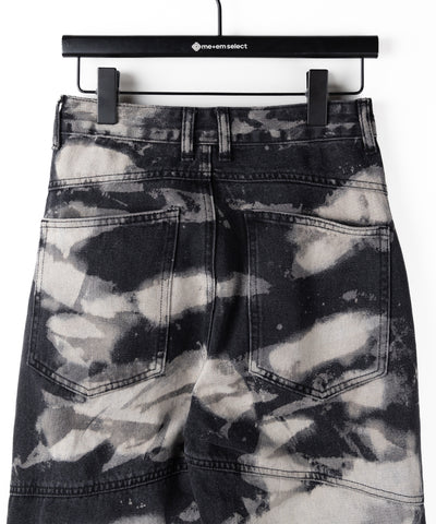 【 ２color ／ ４size 】クラッシュブリーチストレートカーゴデニム ／crash bleach straight cargo denim